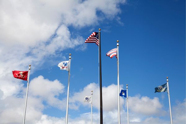 U.S military flag display