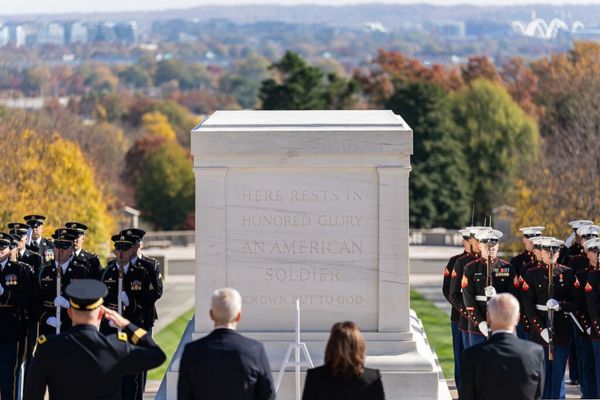 Joe Biden at the wreath laying ceremony at Arlington National Cemetery